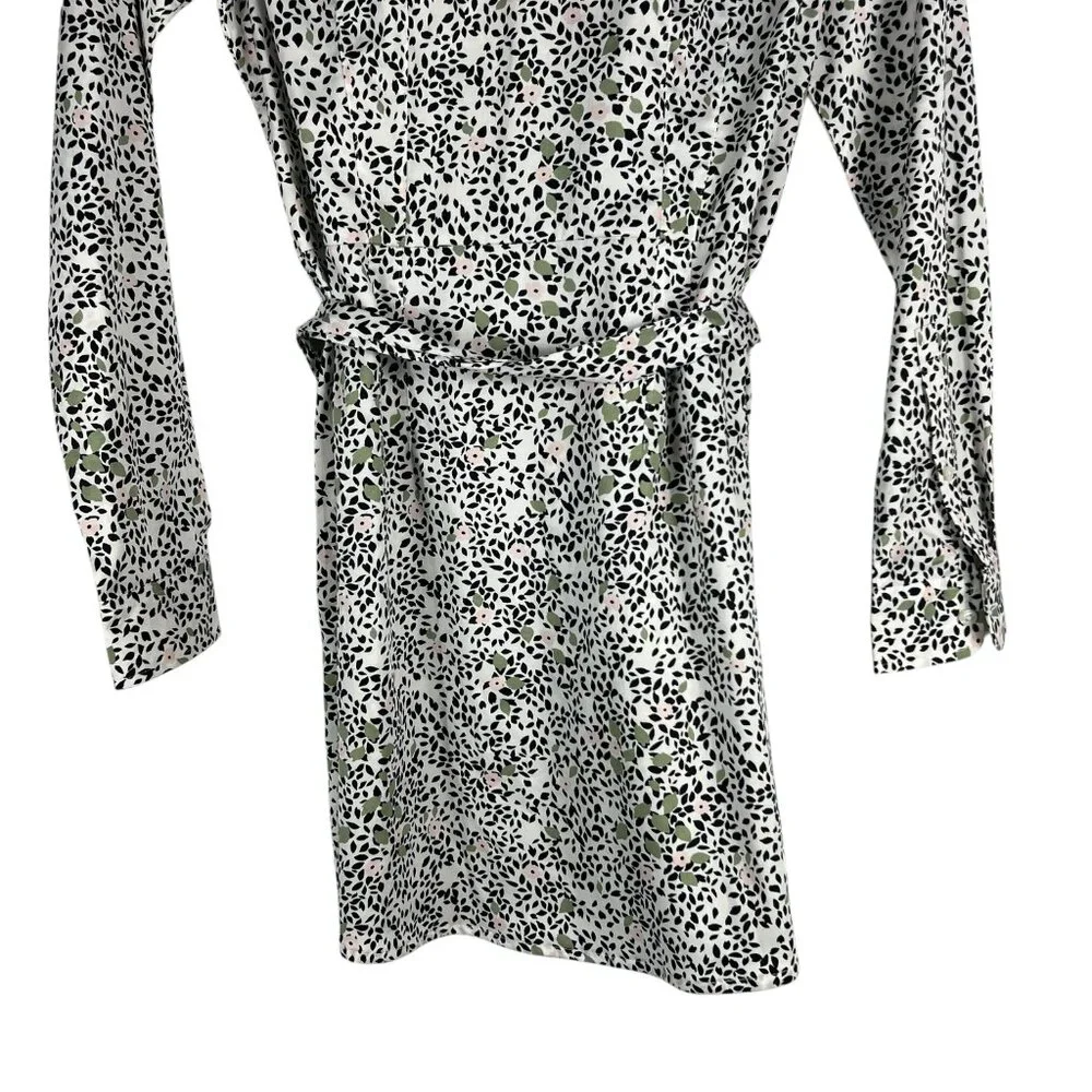 UNTUCKit for Her Phoebe Floral Belted Long Sleeve Shirt Dress in White Size 6 - Picture 7 of 10